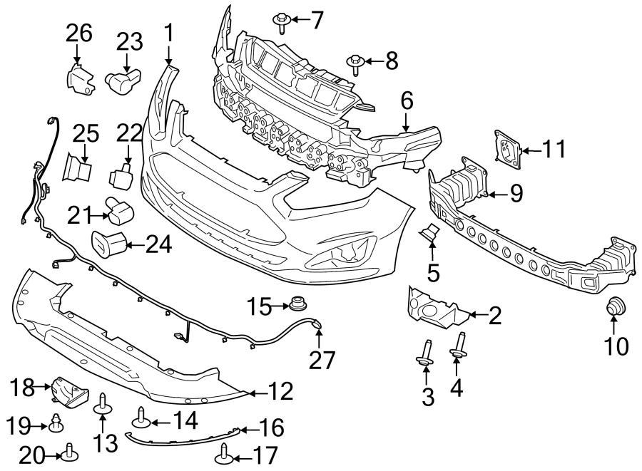 Ford C-Max Radiator Support Air Deflector. BUMPER, Front, Left ...