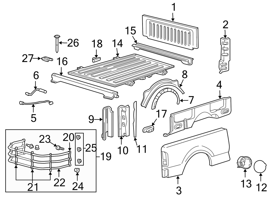 Ford F-150 Truck Bed Panel Brace (Front). STYLESIDE, front