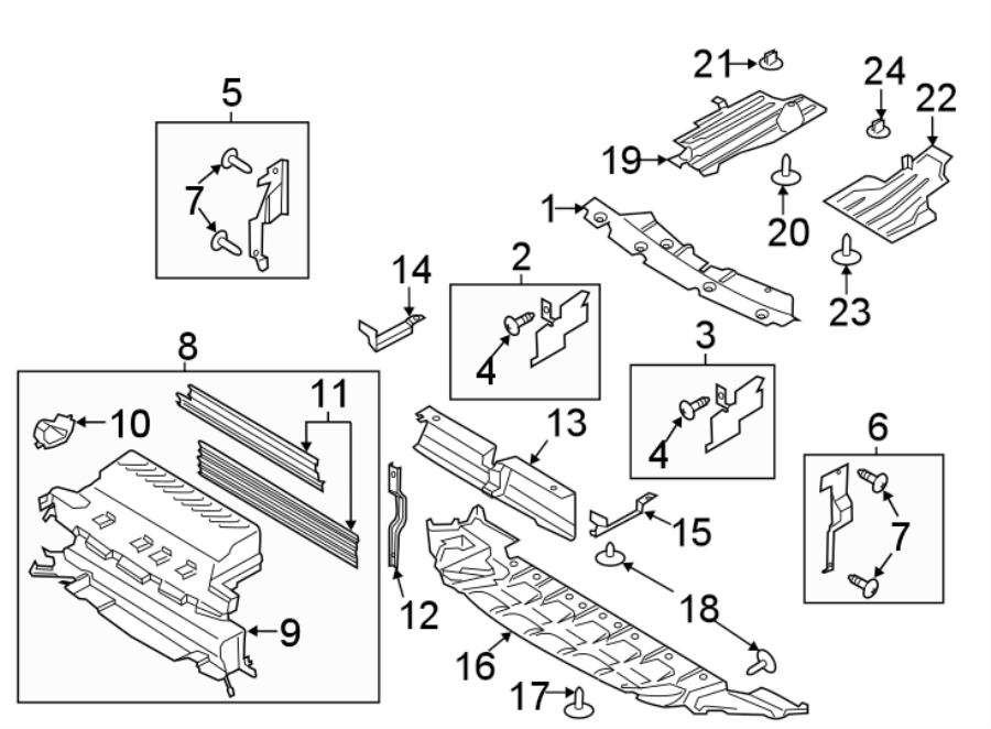 Ford Escape Radiator Support Splash Shield. 1.6 LITER. 2.0 LITER, 2013 ...