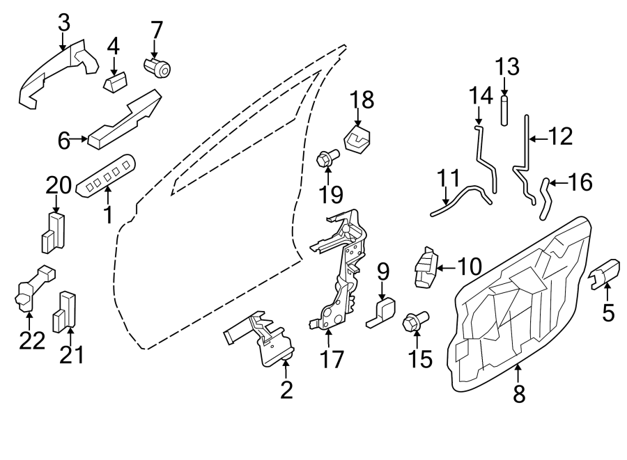 Ford Edge Exterior Door Handle Base. Left, FRONT, Reinforcement, LOCK, Body 7T4Z7826685D